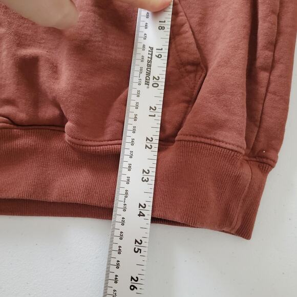 Sporty & Rich Hoodie Mens Small Rust Brown 100% Cotton Made in USA Pullover - Picture 5 of 7